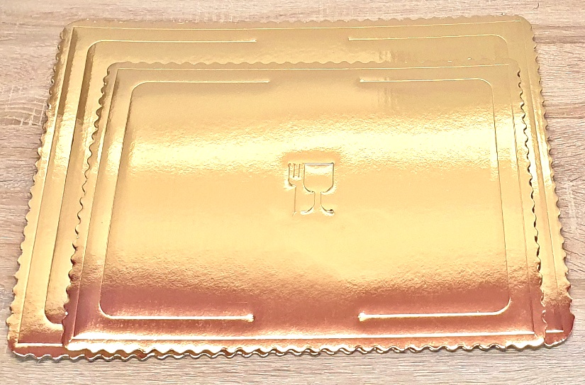 Lepenk. 3 - vrstvový podnos, zlatý 43 x 53 cm